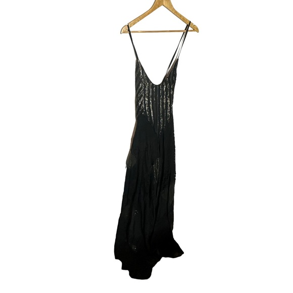 NWT Free People One Black Lace/metallic Aurella Maxi Dress black S - Picture 13 of 13